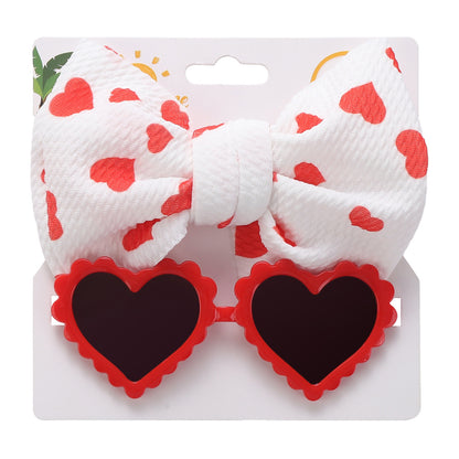 Avezano Kids Heart Sunglasses Bow Headband Set