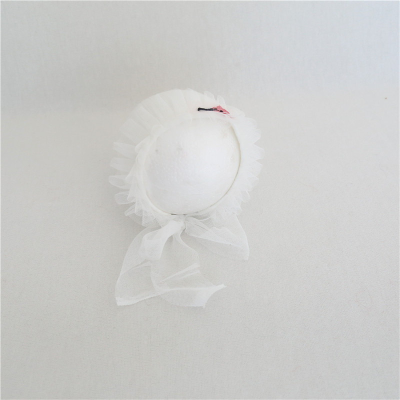 Avezano Newborn Photography Outfit White Tulle Romper and Floral Bonnet Set