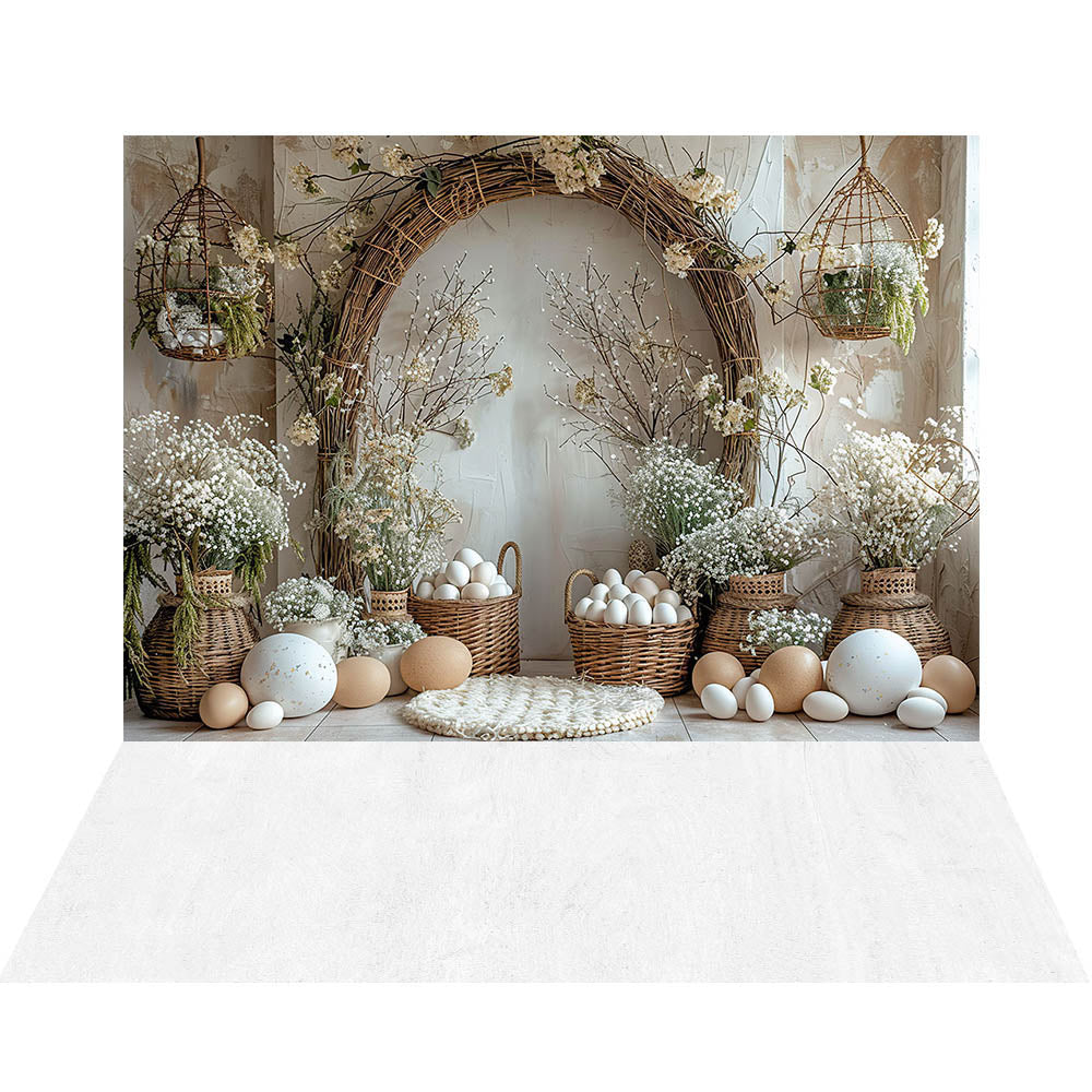 Avezano Easter Wicker Arch Egg Basket 2 pcs Set Backdrop