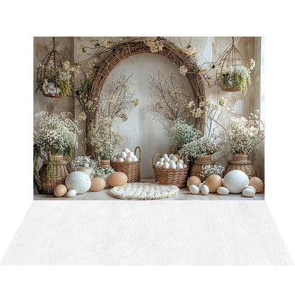 Avezano Easter Wicker Arch Egg Basket 2 pcs Set Backdrop