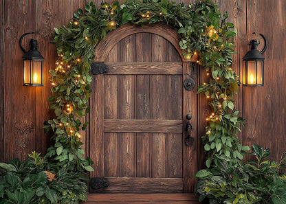 Avezano Spring Wooden Doors and Vines Arch Photography Backdrop