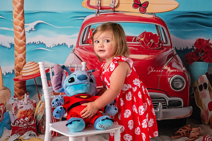 Toile de fond pour photographie de fête sur la plage d'été d'Avezano avec soleil et parasols