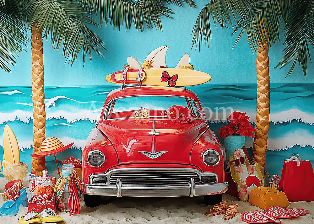 Toile de fond pour photographie de fête sur la plage d'été d'Avezano avec soleil et parasols