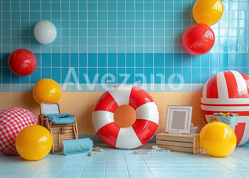 Avezano Summer Swimming Pool Theme Photography Backdrop