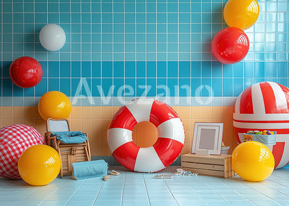 Avezano Summer Swimming Pool Theme Photography Backdrop