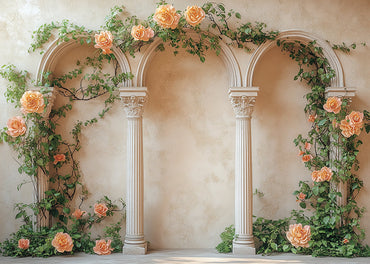 Avezano Peach Rose Column Arch 2 pcs Set Backdrop