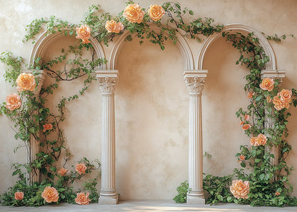 Avezano Peach Rose Column Arch 2 pcs Set Backdrop
