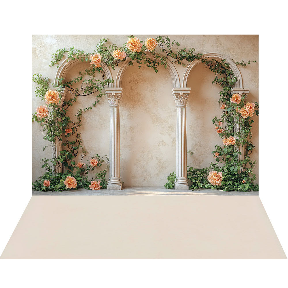 Avezano Peach Rose Column Arch 2 pcs Set Backdrop
