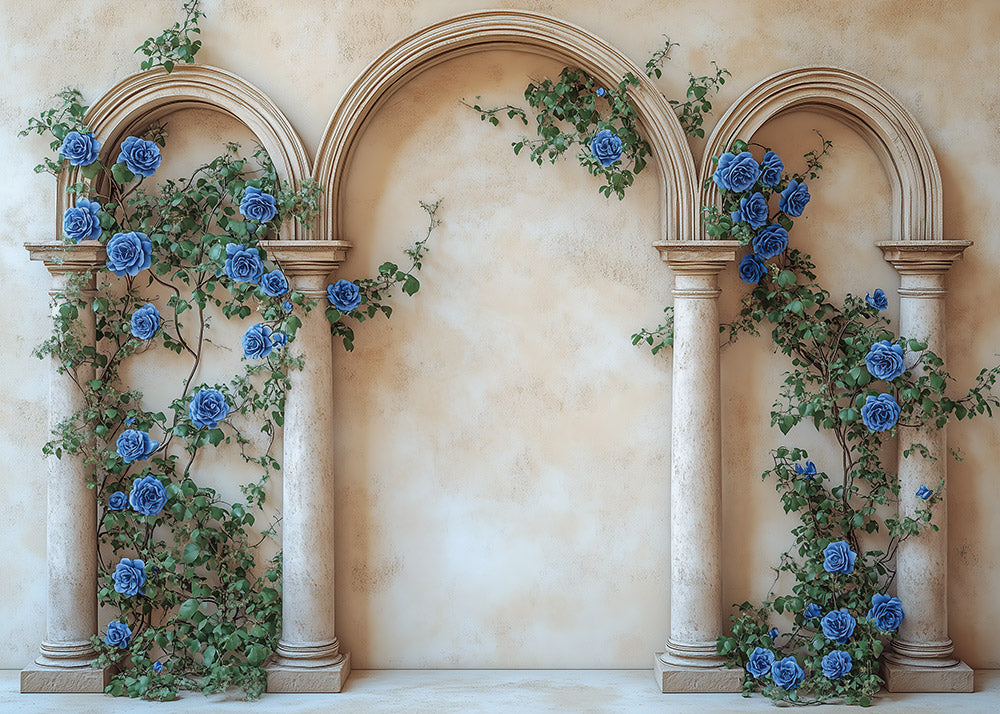 Avezano Blue Rose Column Arch 2 pcs Set Backdrop