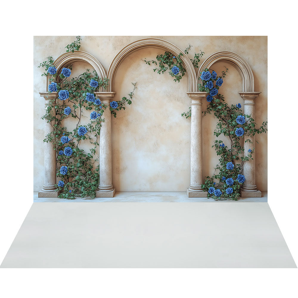 Backdrop Using Columns Avezano Blue Rose Column Arch 2 pcs Set Backdrop