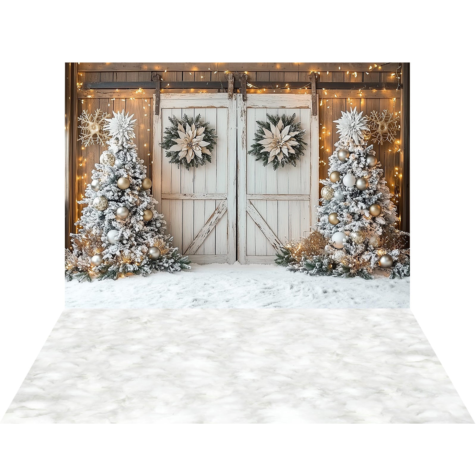 Avezano Christmas Fireplace Interior 2 pcs Set Backdrop holiday gift