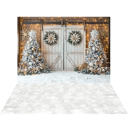 Avezano Noël Hiver Cabine Neige 2 pièces Toile de fond