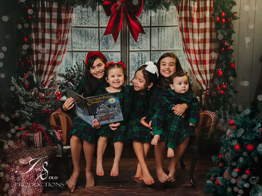 Avezano Red Checked Curtain Christmas Window Photography Backdrop