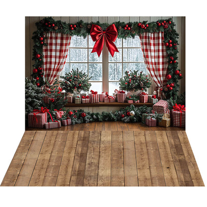 Avezano Noël Hiver Cabine Neige 2 pièces Toile de fond