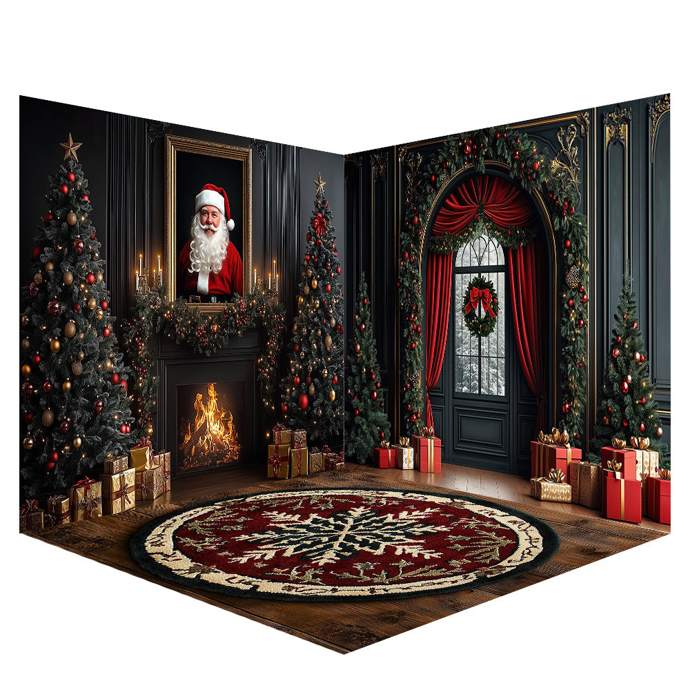 Arbre de Noël enneigé et lumières d'Avezano - Toile de fond pour photographie