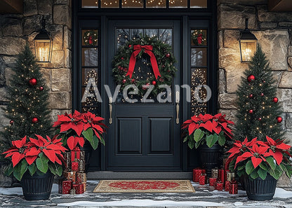 Avezano Snow on Christmas Street Photography Backdrop Scene Room Set