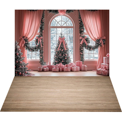 Avezano Noël Hiver Cabine Neige 2 pièces Toile de fond