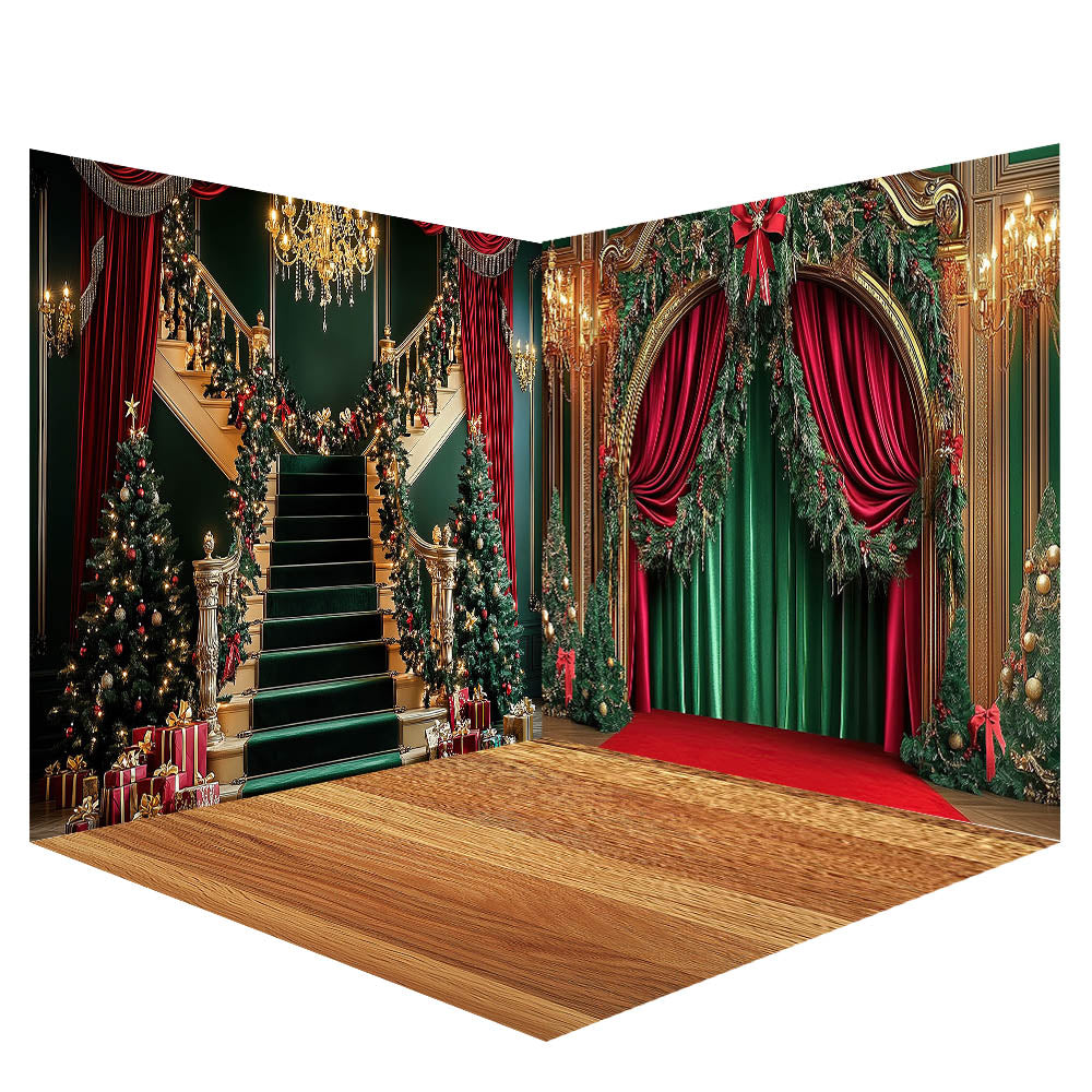 Arbre de Noël enneigé et lumières d'Avezano - Toile de fond pour photographie