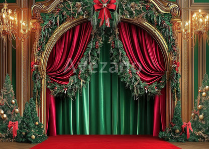 Avezano Red Curtain Arch Christmas Stage Photography Backdrop