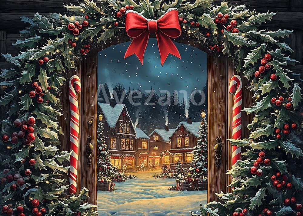 Toile de fond pour photographie de sapin de Noël blanc et de cadeaux d'Avezano