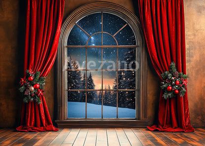 Toile de fond pour photographie de sapin de Noël blanc et de cadeaux d'Avezano