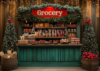 Avezano Christmas Grocery Store Photography Backdrop