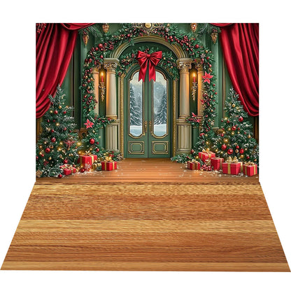 Avezano Noël Hiver Cabine Neige 2 pièces Toile de fond