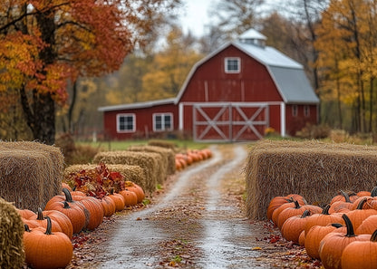 Avezano Autumn Red Truck Photography Backdrop Scene Room Set