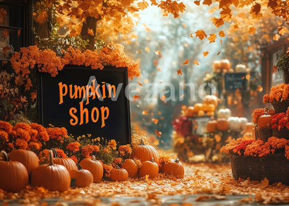 Avezano Pumpkin Shop Autumn Street Photography Backdrop