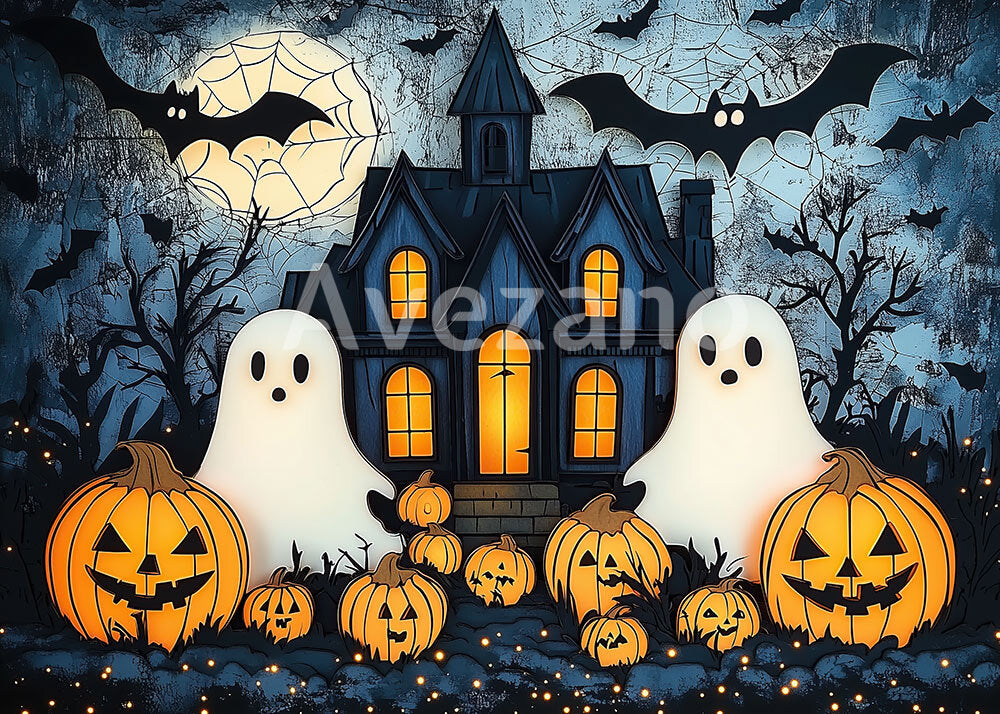 Toile de fond pour photographie de lanterne citrouille d'Halloween Avezano