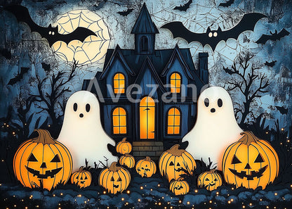 Toile de fond pour photographie de lanterne citrouille d'Halloween Avezano