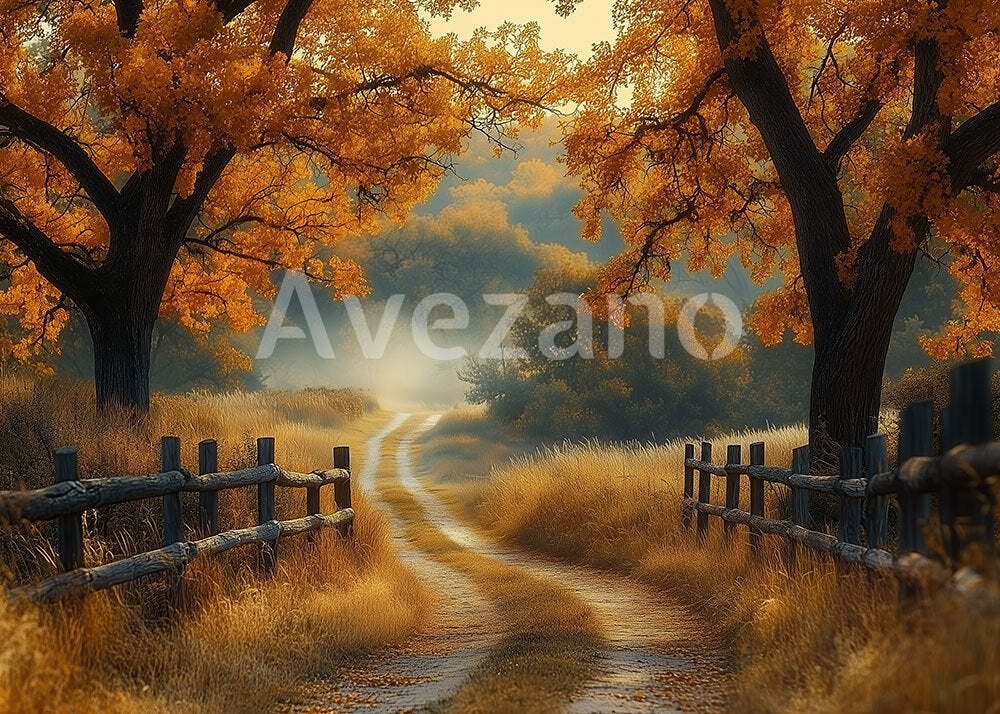 Avezano Autumn Path Photography Backdrop