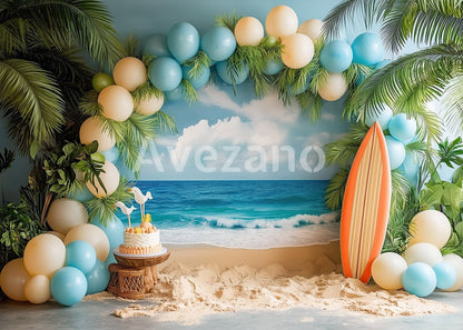 Avezano Summer Beach Balloon Arch Surfboard Photography Backdrop