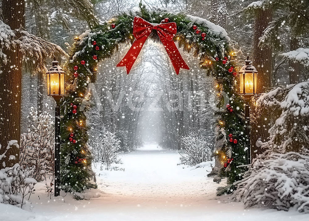 Avezano Snowy Christmas Arch Photography Backdrop