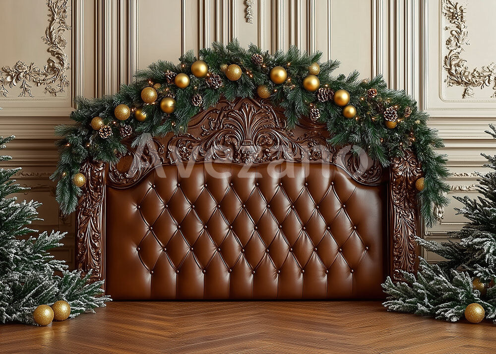 Toile de fond pour photographie de sapin de Noël blanc et de cadeaux d'Avezano