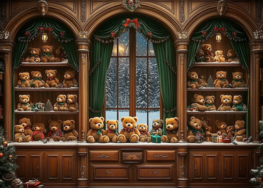 Avezano Teddy Bear Christmas Window 2 pcs Set Backdrop