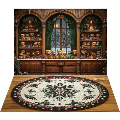 Avezano Noël Hiver Cabine Neige 2 pièces Toile de fond