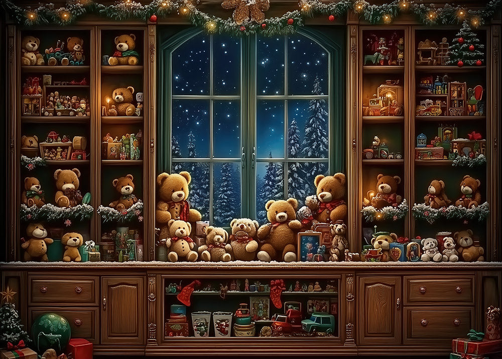 Avezano Noël Hiver Cabine Neige 2 pièces Toile de fond