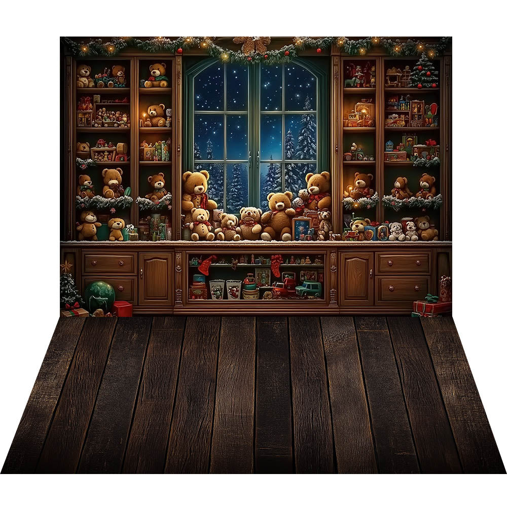 Avezano Noël Hiver Cabine Neige 2 pièces Toile de fond