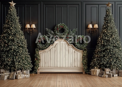 Avezano Black Wall Christmas Tree Photography Backdrop