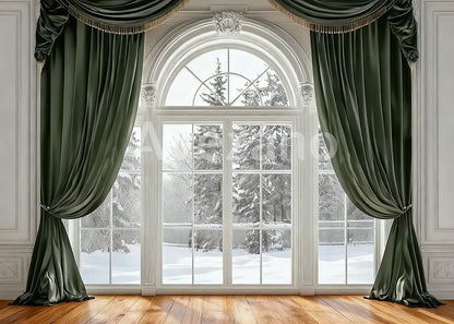 Toile de fond pour photographie de sapin de Noël blanc et de cadeaux d'Avezano