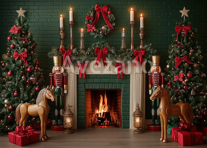 Toile de fond pour photographie de sapin de Noël blanc et de cadeaux d'Avezano