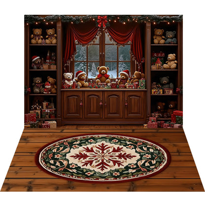 Avezano Noël Hiver Cabine Neige 2 pièces Toile de fond