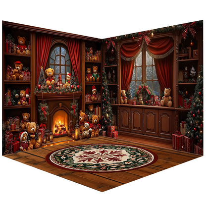 Arbre de Noël enneigé et lumières d'Avezano - Toile de fond pour photographie