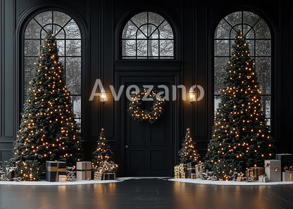 Avezano Black Room Christmas Tree Lighting Photography Backdrop