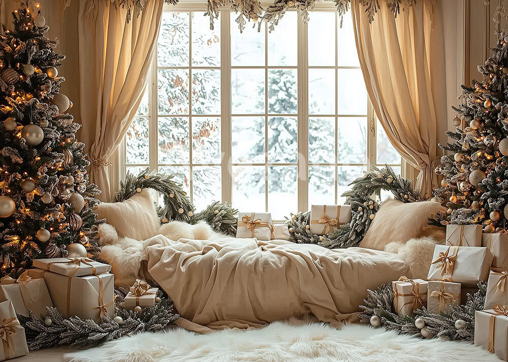 Avezano Cozy Christmas Window Blanket Gift Photography Backdrop