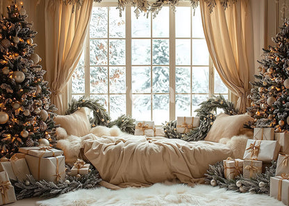 Avezano Cozy Christmas Window Blanket Gift Photography Backdrop