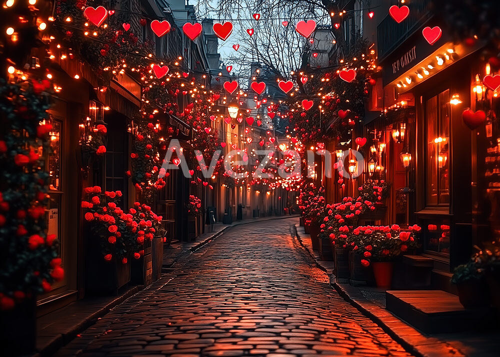 Avezano Valentine Heart Light Rose Alley Photography Backdrop