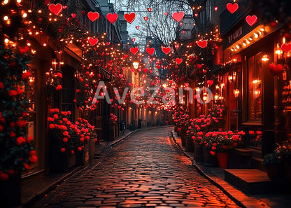 Avezano Valentine Heart Light Rose Alley Photography Backdrop