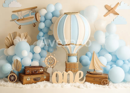 Avezano Hot Air Balloon 1st Birthday Photography Background